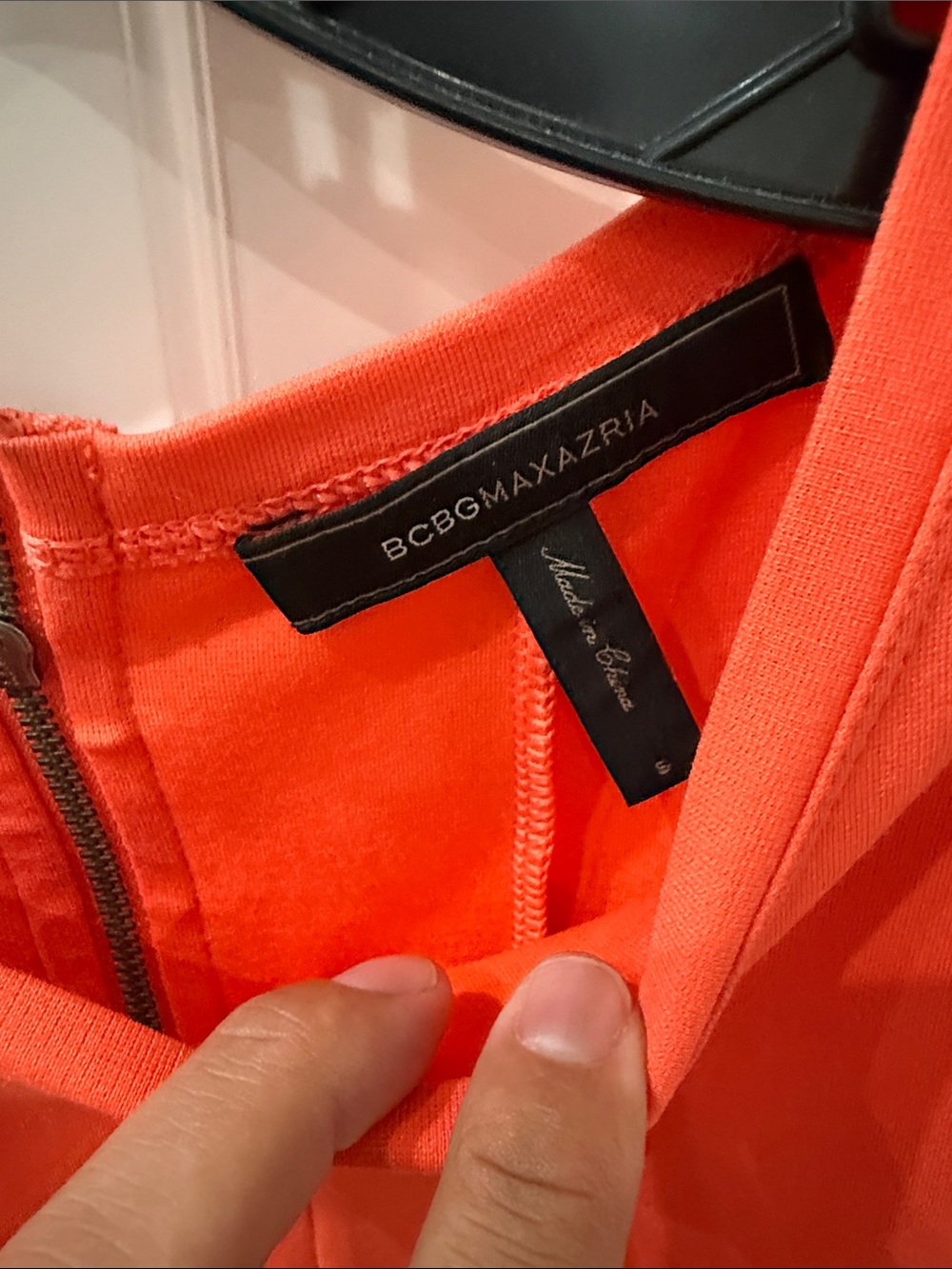 BCBGMaxAzria Coral Red Peplum Short-Sleeve Top - Picture 2 of 3